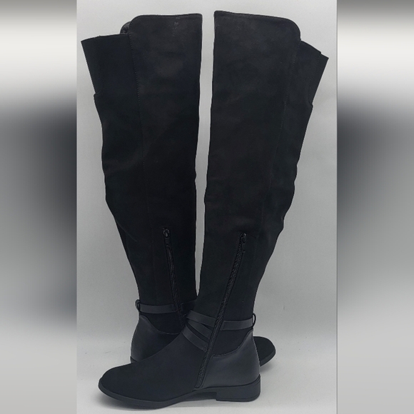 1810- XOXO Over The Knee Women's Vegan Boots Black Color Size 6 M NWT - Picture 4 of 9